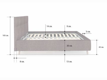 Кровать Сонум Bella Кашемир Синий (с подъемным механизмом) 140х200